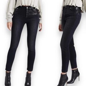 Current/Elliott The Fused High Rise Vegan Leather Contrast Stiletto Jean